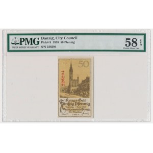 Gdańsk 50 fenigów 1918 PMG 58 EPQ