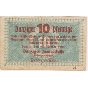 Gdańsk 10 fenigów 1923 Październik - znw. ZYGZAKI