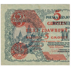 5 groszy 1924 - lewa połowa