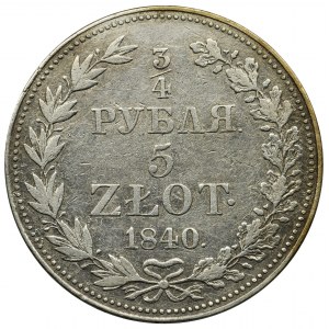 3/4 rubel = 5 zloty Warsaw 1840 MW