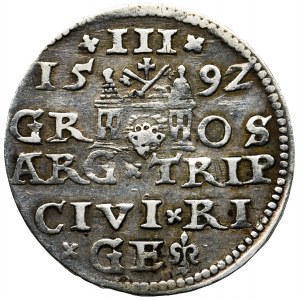 Sigismund III Vasa, 3 Groschen Riga 1592 - LI