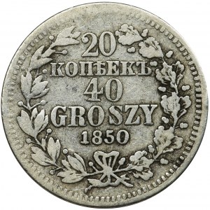 20 kopek = 40 groschen Warsaw 1850 MW - rare