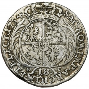 Augustus III of Poland, 18 Groschen Leipzig 1754 EC