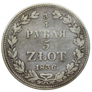 3/4 rubel = 5 zloty Warsaw 1836 MW