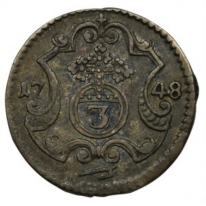 Augustus III of Poland, 3 Heller Dresden 1748 FWôF