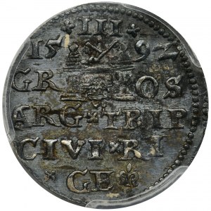 Zygmunt III Waza, Trojak Ryga 1592 - PCGS UNC DETAIL