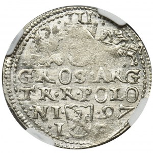 Zygmunt III Waza, Trojak Olkusz 1597 - NGC AU55