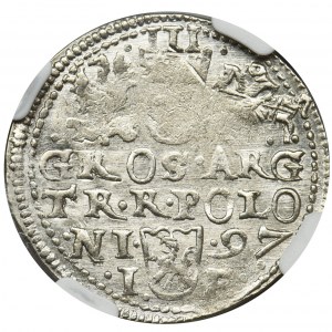 Zygmunt III Waza, Trojak Olkusz 1597 - NGC AU55