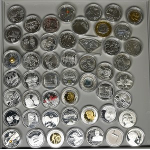 Zestaw, Mix srebrnych monet, 10 złotych (50 szt.)