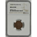 5 groszy 1928 - NGC MS62 BN