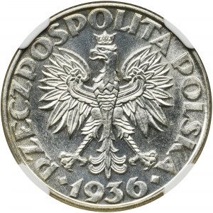 Żaglowiec, 2 złote 1936 - NGC UNC DETAILS