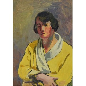 Leonard PĘKALSKI (1896-1944) , Portret p. Wandy P. w żółtym szlafroku