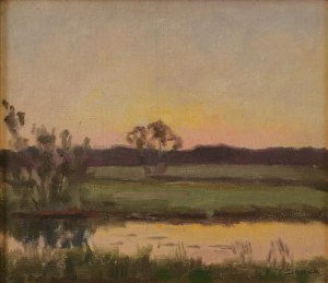 Teodor ZIOMEK (1874-1937), Zachód słońca nad stawem