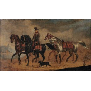 Artysta nieokreślony, Hrabia Mycielski prowadzący konie, ok. poł. XIX w.