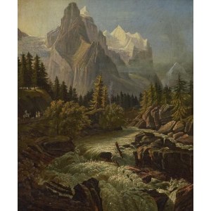 Artysta nieokreślony (XIX w.), Pejzaż górski z rwąca rzeką