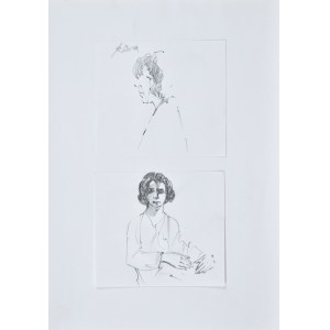 Roman Banaszewski (Ur. 1932), Dwa szkice: kobieta z lewego profilu oraz portret kobiety