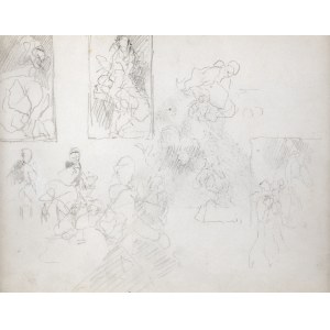 Jacek Malczewski (1854-1929), Szkice trzech kompozycji obrazów?, szkic grupy postaci, XII 1925