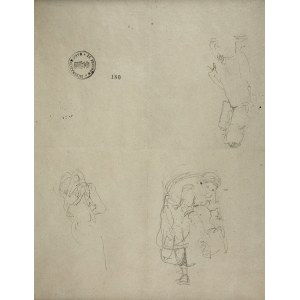 Jacek Malczewski (1854-1929), Szkice postaci kobiety: pochylającej się, niosącej ciężar na ramieniu
