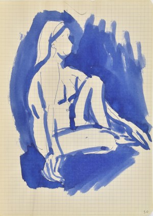 Jerzy Panek (1918-2001), Akt kobiety siedzącej z prawego profilu