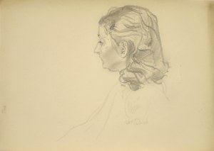 Kasper Pochwalski (1899-1971), Szkic portretu kobiecego z profilu, 1953