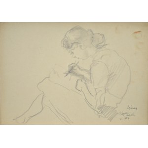 Kasper Pochwalski (1899-1971), Młoda dziewczyna w trakcie rysowania, 1953