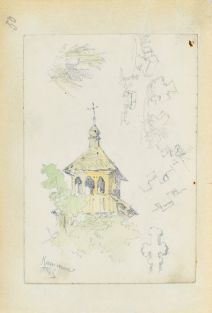 Tadeusz Rybkowski (1848-1926), Wieża kościoła i szkice krzyży