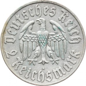 Niemcy, Republika Weimarska 1918-1933, 2 marki 1933 A, Berlin, 450. rocznica urodzin Marcina Lutra