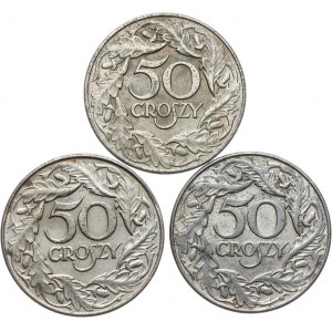 Polska, Generalna Gubernia 1939-1945, zestaw 3 szt. 50 groszy 1938, Warszawa, żelazo niklowane