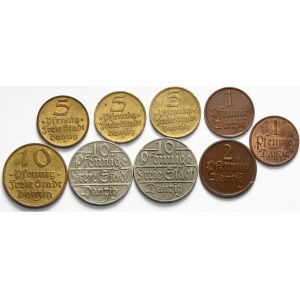 Wolne Miasto Gdańsk 1920-1939, zestaw drobnych monet