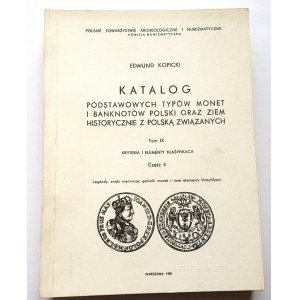 Kopicki, Katalog monet, tom IX, cz 4 446str., Legendy, znaki, gatunki i inne elementy klasyfikacji