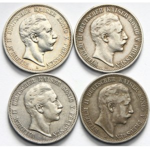 Niemcy, Cesarstwo Niemieckie 1871-1918, Prusy, zestaw monet dwumarkowych