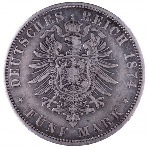 Niemcy, Cesarstwo Niemieckie 1871-1918, Prusy, Wilhelm I 1861-1888, 5 marek 1874 A, Berlin