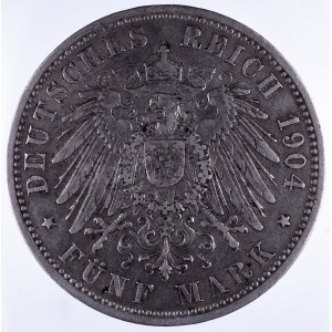 Niemcy, Cesarstwo Niemieckie 1871-1918, Bawaria - Otto 1886-1913, 5 marek 1904 D, Monachium