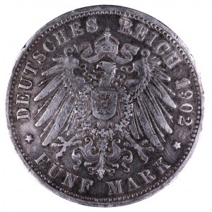 Niemcy, Cesarstwo Niemieckie 1871-1918, Prusy, 5 marek 1902 A, Berlin