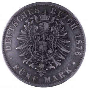 Niemcy, Cesarstwo Niemieckie 1871-1918, Bawaria - Ludwik II 1864-1886, 5 marek 1876 D, Monachium