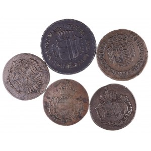 Austria, Włochy, zestaw 5 monet.