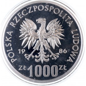 PRL 1944-1989, 1000 złotych 1986, Meksyk 86, próba.