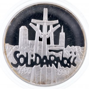 Rzeczpospolita Polska, 100000 złotych 1990, Solidarność gruba