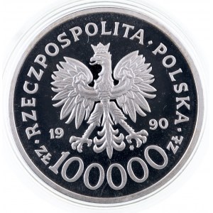Rzeczpospolita Polska, 100000 złotych 1990, Solidarność gruba