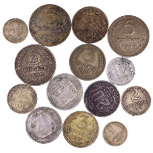 Rosja, zestaw monet 1,2,3,5,10,20 kopiejkowych –, lata 1937-1957, 14 szt.