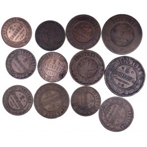 Rosja, zestaw monet 2,3,5 kopiejkowych –, lata 1874-1915, 12 szt.