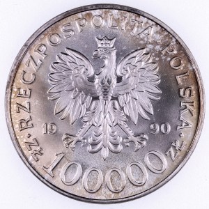 Rzeczpospolita Polska, 100000 złotych 1990, Solidarność typ A.