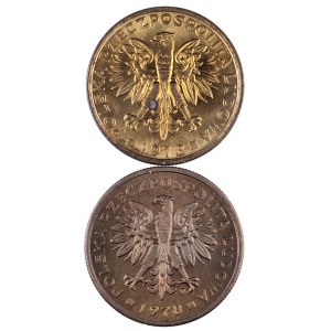 PRL 1944-1989, zestaw 2 monet 2 złotowych 1978 ze znakiem i bez znaku mennicy