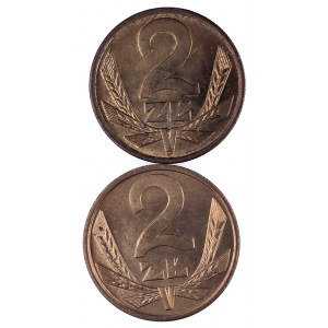 PRL 1944-1989, zestaw 2 monet 2 złotowych 1975,1988