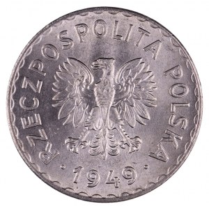PRL 1944-1989, 1 złoty 1949 miedzionikiel.
