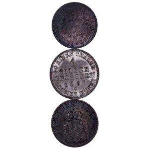 Niemcy, Pusy, Frankfurt, lot monet 3 sztuki 1861 - 1867.