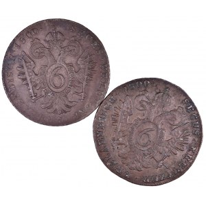 Austria, Franciszek II 1792 - 1806, 2 x 6 krajcarów 1800, Wiedeń, Smolnik.