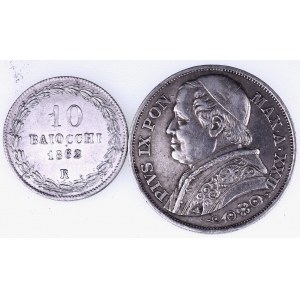 Watykan, Pius IX, zestaw 2 monet, Rzym.