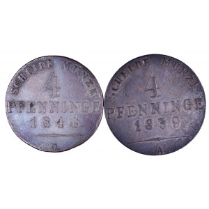 Niemcy, Prusy, zestaw 4 pfenninge 1839 A oraz 1844 D.
