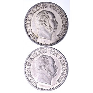Niemcy, Prusy, Wilhelm I 1861-1888, zestaw dwóch srebrnych groszy 1864 A, 1865 A.